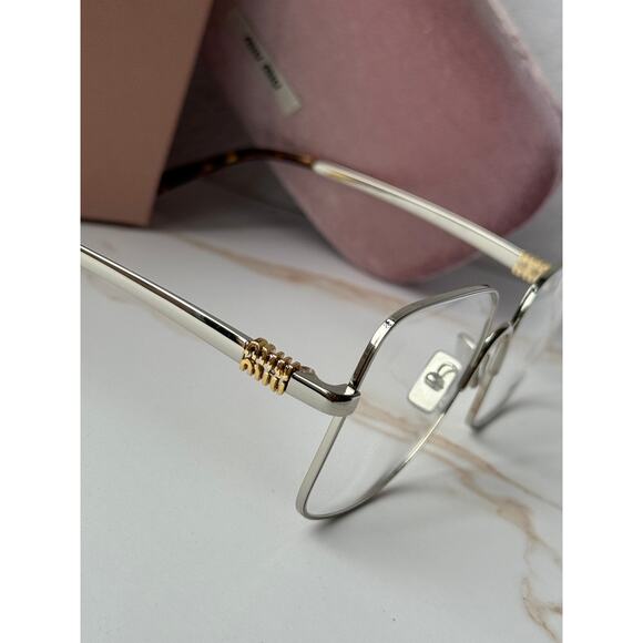 NEW Miu Miu MU51YV Silver Oversized Square Eyeglasses Frames main image 7